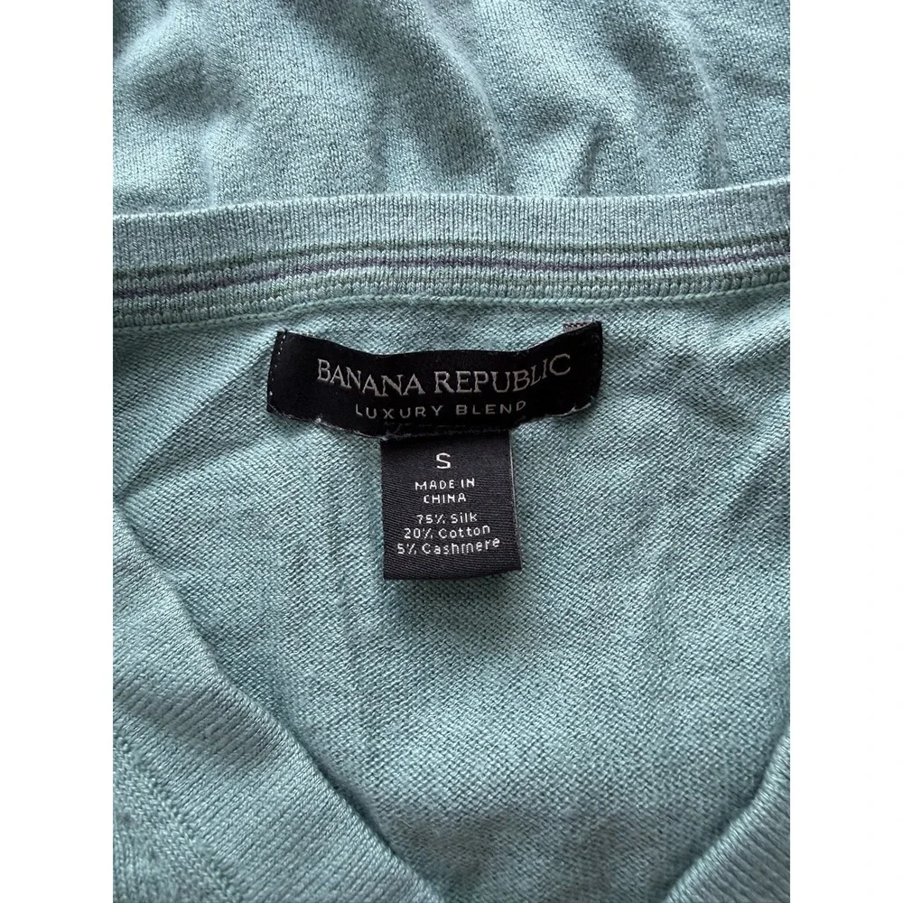 Banana Republic Luxury Silk Cotton Cashmere VNeck Sweater Sage Green Men's Small